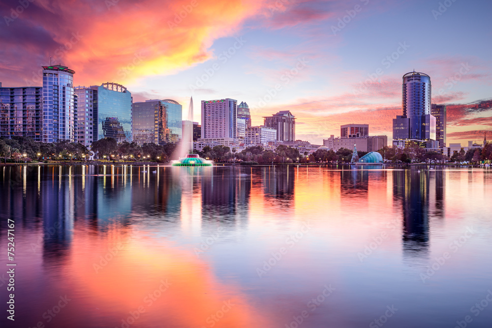 Orlando skyline at sunset